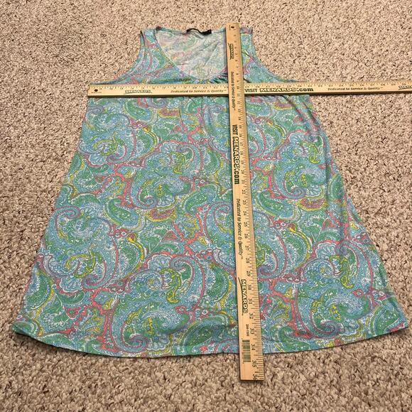 Lauren Ralph Lauren V Neck Sleeveless Nightgown Sz XL Blue Paisley Trad Wife - Picture 2 of 5